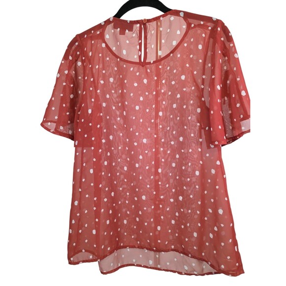 ModCloth Top Womans Medium Orange Specked Sheer  Short Sleeve Blouse Read - Picture 2 of 6